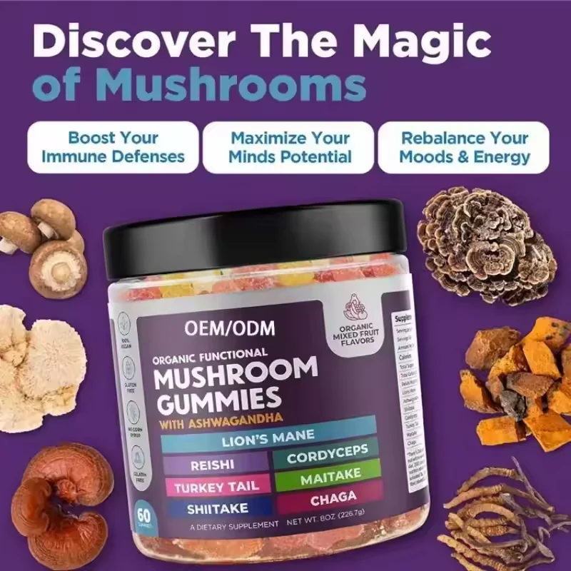 Mushroom Gummies 8-in-1 product presentation