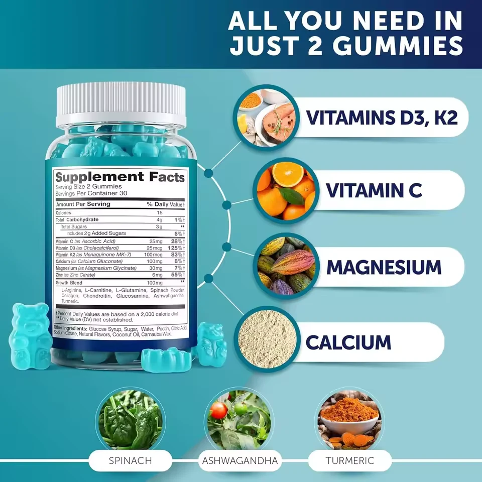 Kids Calcium D3 K2 Gummies formula and packaging details