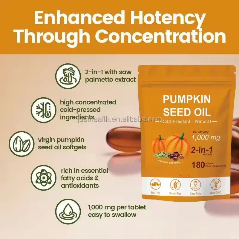 Pumpkin Seed Oil Softgels formula and packaging details