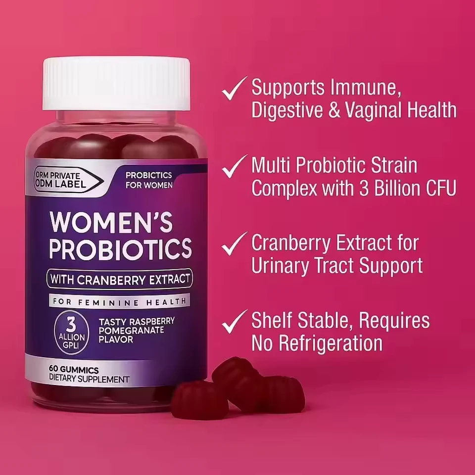 Women's Probiotic Cranberry Gummies formula and packaging details